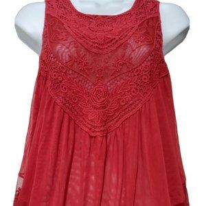 Love Fire Women's Sheer Sleeveless Top Chili Pepper Size Large